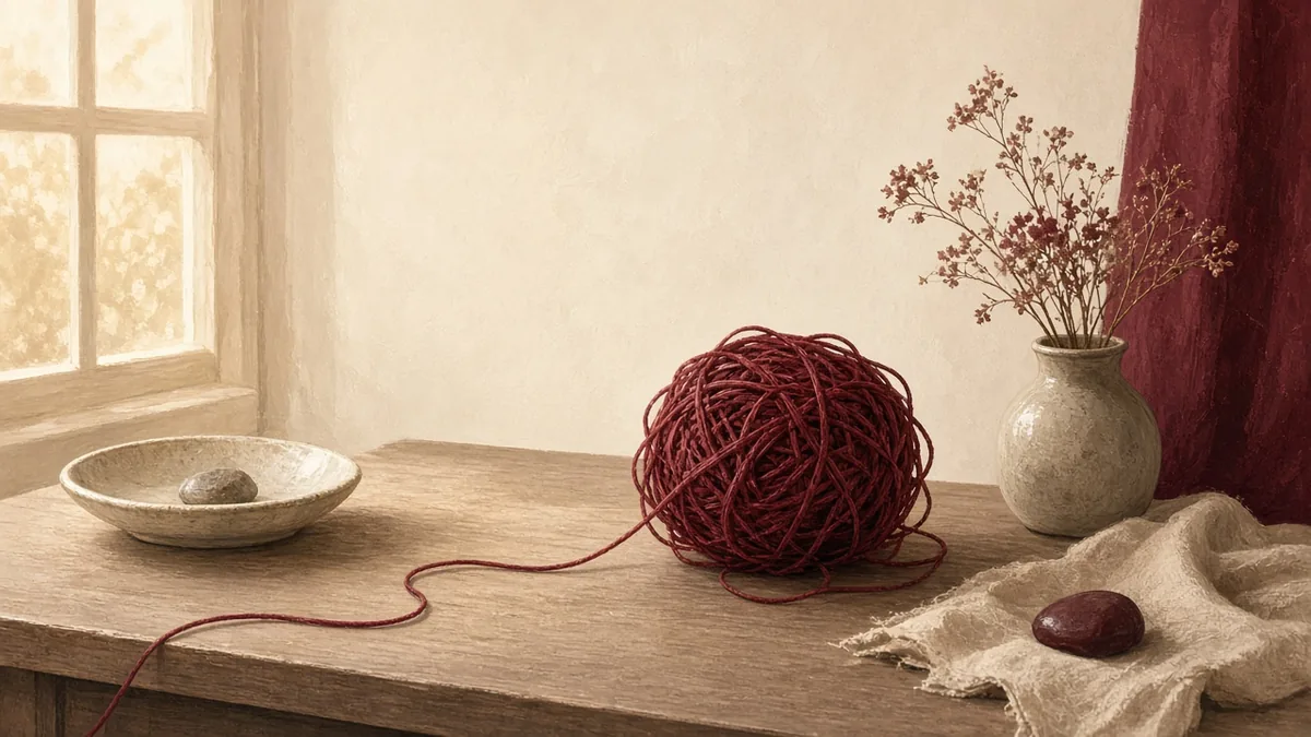 Illustration of tangled thread unwinding into a single line